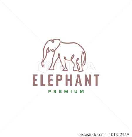 wildlife animal giant elephant walking line art modern minimal logo design vector 101812949