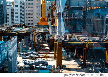 Tokyo Redevelopment Large-scale construction site around Takanawa Gateway Station 2023.03 Light tone 101061089