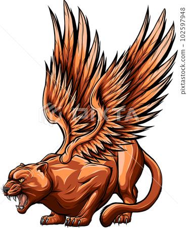 vector illustration of Winged panther on white background 102597948