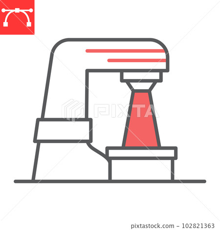 Radiation therapy line icon, oncology and treatment, radiotherapy vector icon, vector graphics, editable stroke outline sign, eps 10. 102821363