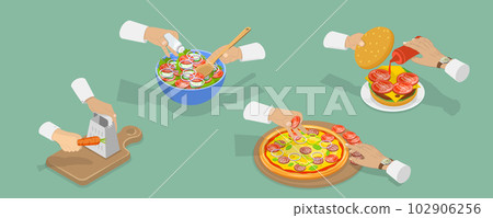 3D Isometric Flat Vector Set of Culinary 102906256