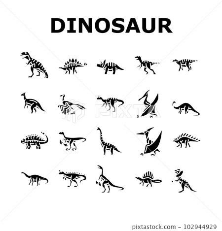 dinosaur dino animal cute icons set vector 102944929