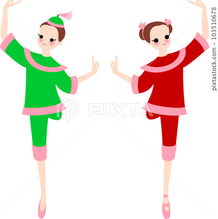 Two ballerinas dancing the Chinese dance of the Nutcracker 103510678