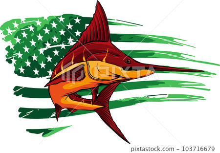 colored atlantic swordfish marlin vector illustration design 103716679