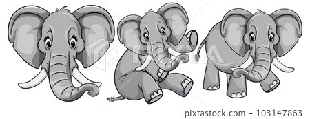 Set of cute elephant cartoon 103147863