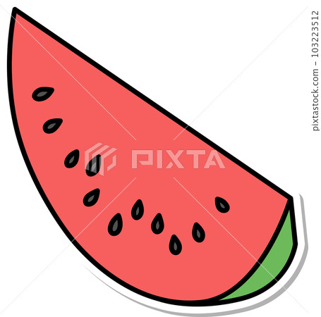 Sticker-style vegetable fruit single item icon watermelon 103223512