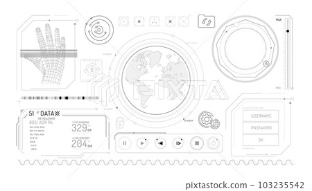 Set of infographic elements about global transactions and e-commerce security. 103235542