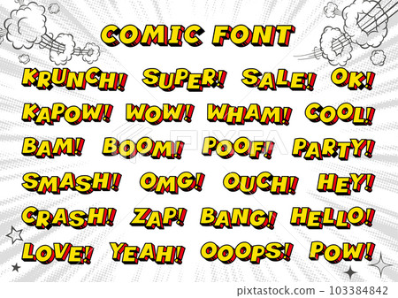 English materials that express comic-style onomatopoeia and exclamation points 103384842