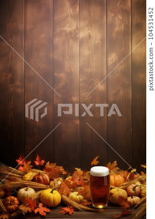 Autumn Beer Festival background. Illustration AI Generative 104531452