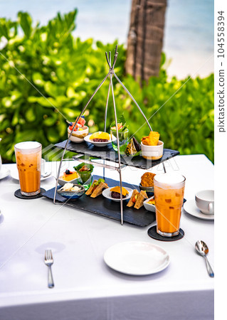 Afternoon tea in Lamai beach resort in Koh Samui, Thailand 104558394