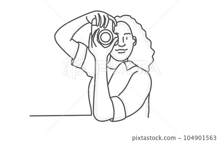 Woman making photos with camera 104901563