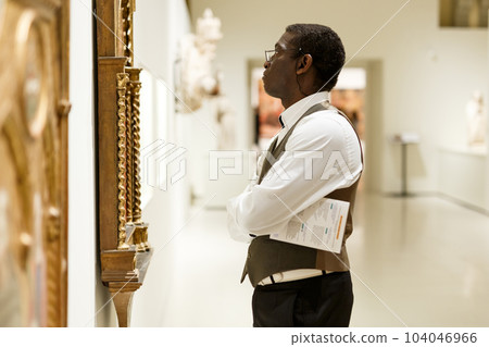 African man looking at exhibit 104046966