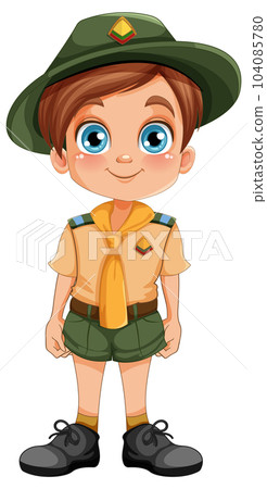 Boy scout in uniform cartoon character 104085780