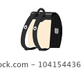 Illustration of a black school bag facing backwards No line drawing 104154436