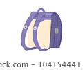 Illustration of a purple back-facing school bag No line drawing 104154441