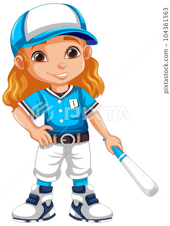 Baseball player cartoon character 104361563