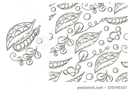 Coloring pattern for kitchen, restaurant or shop. Set in hand draw style 105540107