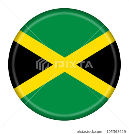 Jamaica flag button 3d illustration with clipping path 105568619