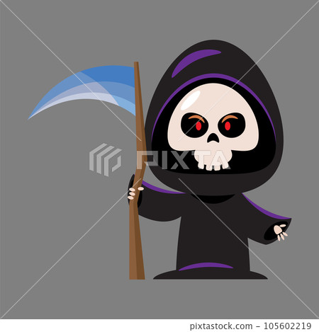 Grim reaper . Cute halloween cartoon characters . Vector . 105602219