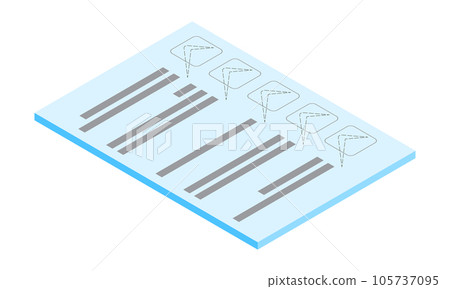 Checklist 2_Before checking (Vertical/Isometric placement/Back side facing left/Documents/No text/Light blue/1 sheet) 105737095