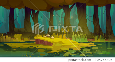 Forest swamp horizontal natural background 105756896