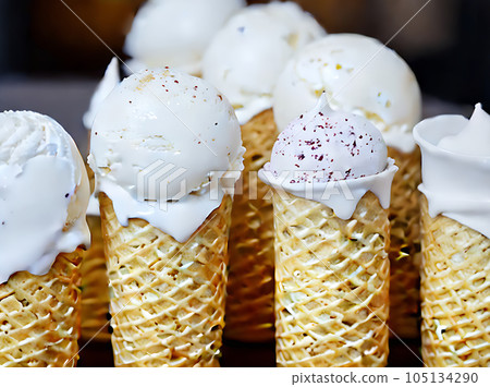 Realistic ice cream neutral colors warm lighting 105134290