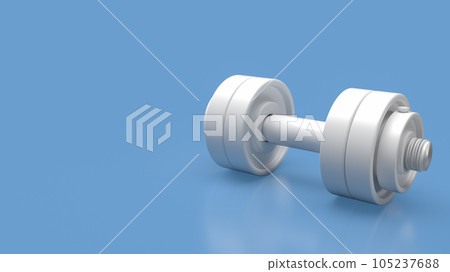 The white dumbbell on blue background 3d rendering 105237688