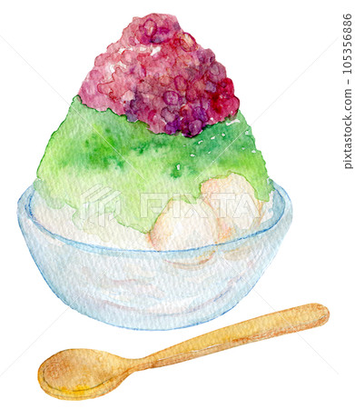 Ujikintoki shaved ice watercolor illustration 105356886