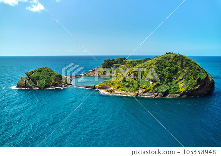 Aerial view Islet of Vila Franca do Campo. Azores Island 105358948