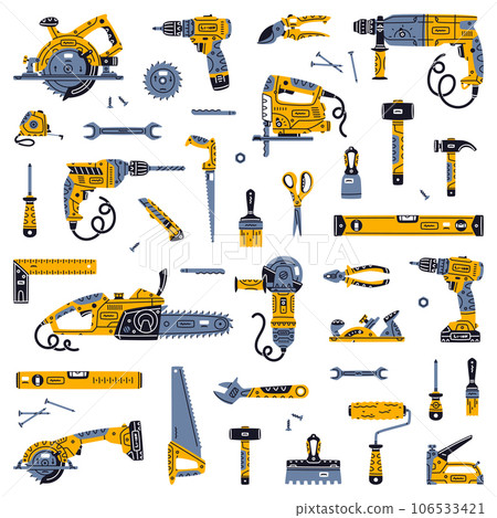 Construction Tools and Equipment for Home Repair Work Vector Set 106533421