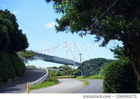 Kanmon Bridge seen from the Moji Okubo Line 106690273