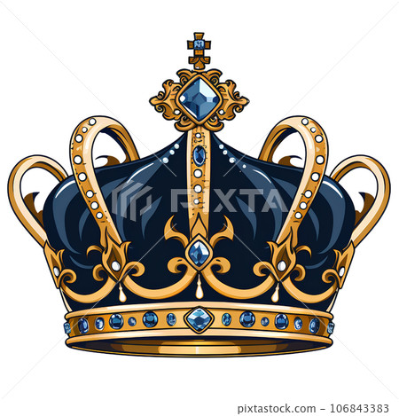 crown, illustration, queen, cartoon, kingdom, king, princess, royal, isolated, icon, design, prince, monarch, symbol, royalty, luxury, jewelry, medieval, element, decoration, gold, emperor, golden, 106843383