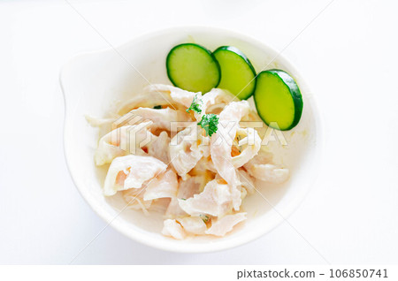 Salad chicken tossed with mayonnaise 106850741