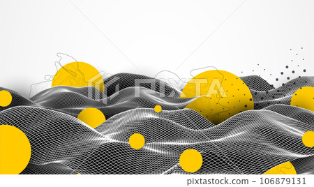 Abstract waves is made in a wireframe style. Template for science and technology presentation. 106879131