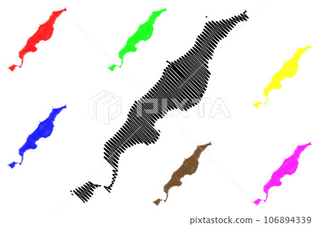 Iheya-jima island (Japan, East Asia, Japanese archipelago) map vector illustration, scribble sketch Iheyajima map 106894339