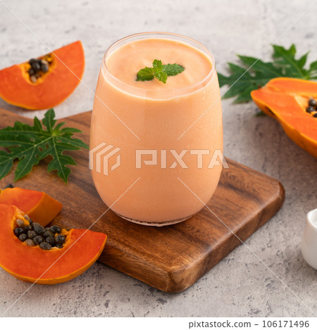 papaya fruit juice milk milkshake summer papaya smoothie パパイヤ パパイア 106171496