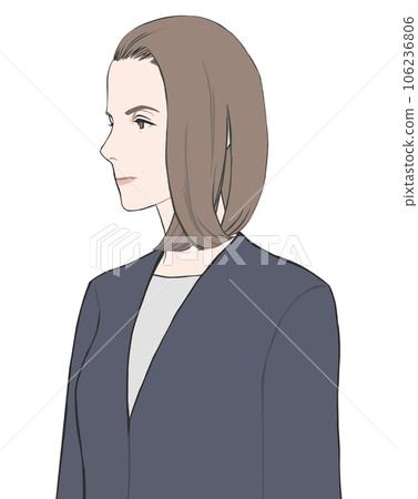 Middle-aged woman who seems to be able to work (straight face) 106236806