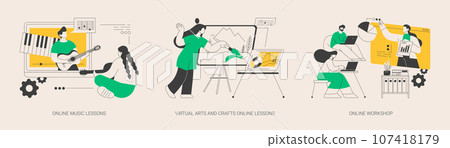 Online education while self-isolation abstract concept vector illustrations. 107418179