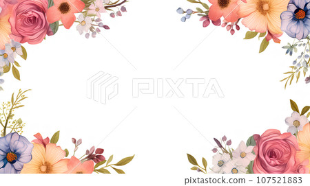 Watercolor touch flower frame material 107521883