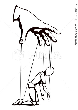 The puppet is kneeling. Vector drawing 107538567