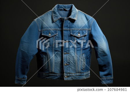 Blue jean jacket on dark background 107684981