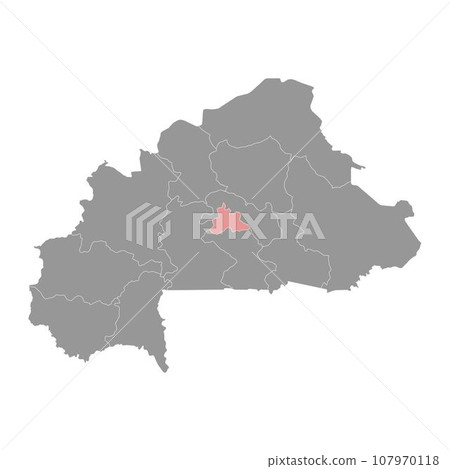 Centre region map, administrative division of Burkina Faso. 107970118