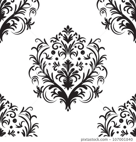 Damask floral motif tile pattern. Luxury tile isolated element. 107001840