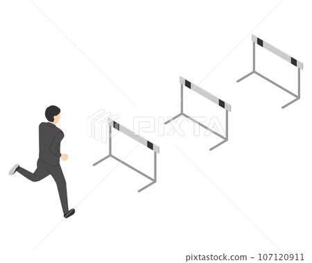 Office worker man jumping hurdles / isometric 107120911