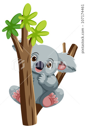 Cute koala cartoon character isolated 107174461