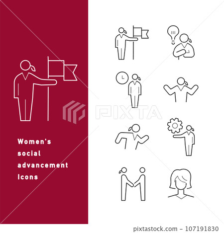 Icon set for working women and women's social advancement 107191830