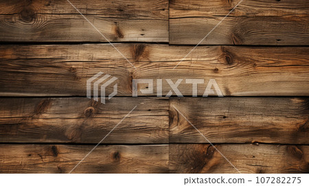 Wooden texture in dark colors. Wooden boards of natural dark and light wood color with knots and grains 107282275