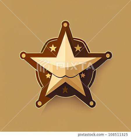 Sheriff Star Icon, Policeman Identification Emblem, Golden Sheriff Star Flat Icon, Law Authority Symbol 108511325