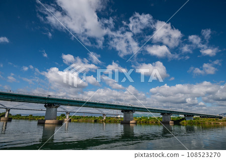 The aqueduct bridge over the Yodo River and the Hirakata Ohashi Bridge 108523270