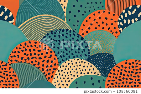 Trendy Seamless Pattern Stippled Circles Retro Colors Abstract Background 108560081